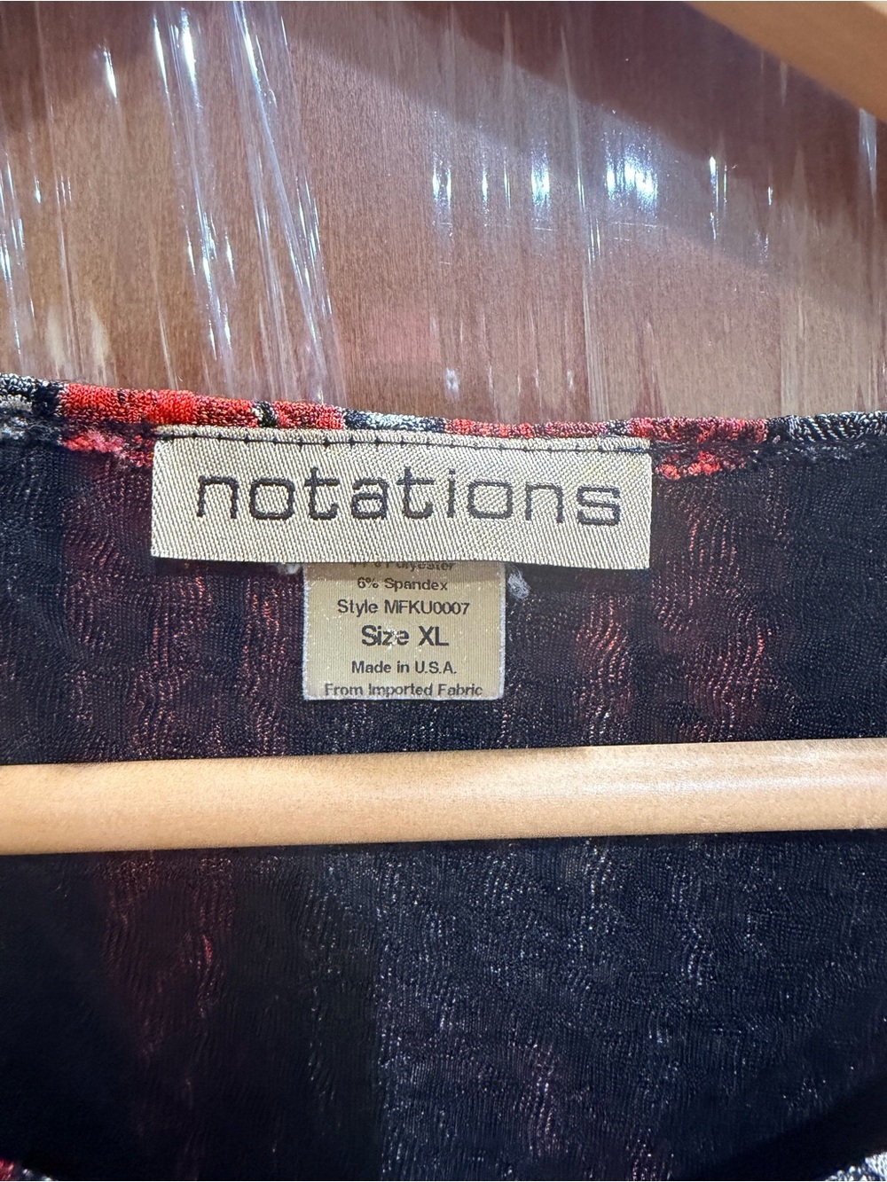 Notations Red, Black & Gray Abstract Brushstroke Long Sleeve Top - Picture 2 of 9